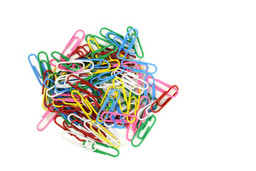 paper clips stationery color isolated on white