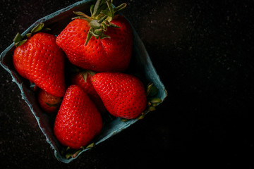 Fresh strawberries in a box