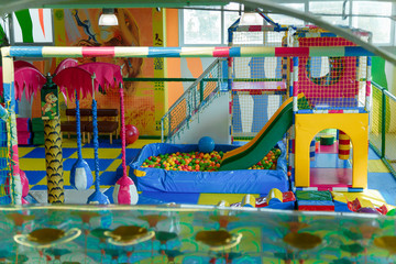 Play center for children with different activities, toys and attrations. Entertainment concept.