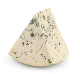 Blue cheese isolated on white background with clipping path and full depth of field.