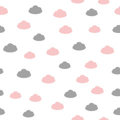 Seamless background in a childish style with clouds. Vector illustration