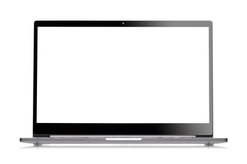 Laptop screen copy space isolated on white background.