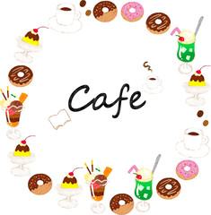 カフェ丸フレーム 文字有　クレヨン