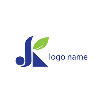 letter j k logo illustration of tea leaf vector design