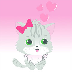 Cute little lovely cat vector character illustration. Kitten collection