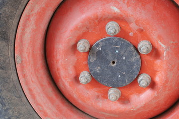 red wheel of a car