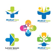 cross medical people icon logo vector illustration design