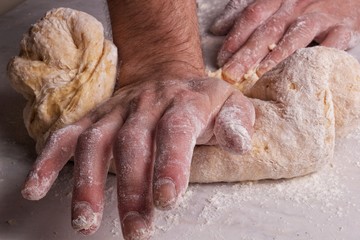 Chef making traditional italian homemade pasta