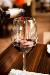 Glass with red wine