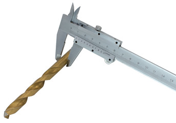 Caliper measurement with drill diameter