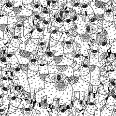 Black and white seamless pattern with funny llamas © juliyas