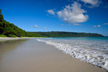 tropical beach with blue sky
