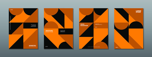 Vintage retro design vector covers set. Swiss style colorful geometric compositions for book covers, posters, flyers, magazines, business annual reports