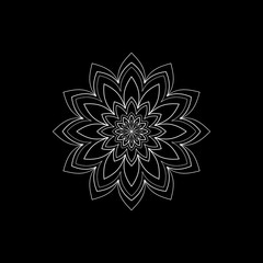  Ethnic round Mandala ornament isolated on black background. Henna tattoo design. Vector illustration