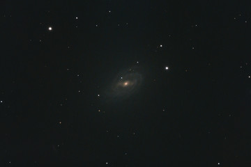 The barred spiral galaxy Messier 109 in the constellation Ursa Major photographed with a Maksutov telescope from Mannheim in Germany.