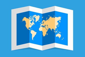 World map on folded paper. Vector Illustration.