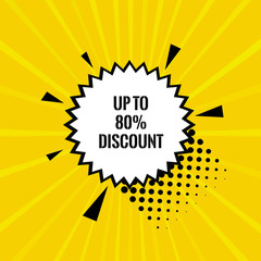 Sale banner, sticker up to 80 percent off. modern design template, Sale banner, sale sticker template design.