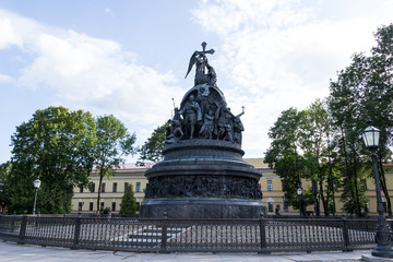 Fototapeta na wymiar Millennium of Russia (Monument to the 1000th) in Novgorod Kremlin on a summer day