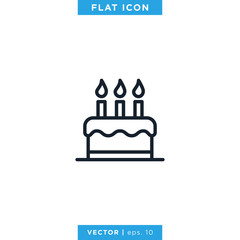 Birthday Cake Icon Vector Design Template