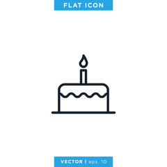 Birthday Cake Icon Vector Design Template