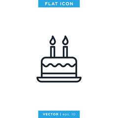 Birthday Cake Icon Vector Design Template