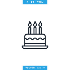 Birthday Cake Icon Vector Design Template