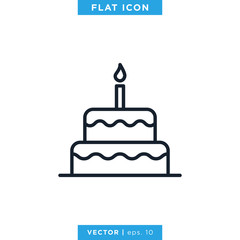 Birthday Cake Icon Vector Design Template