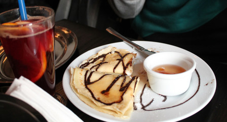Pancakes with chocolate and Honey Jam