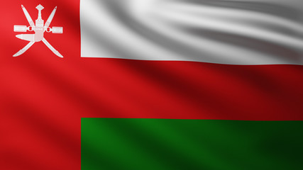 Large Flag of Oman fullscreen background in the wind