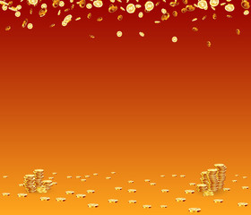 Realistic Gold coins explosion. Isolated on background.