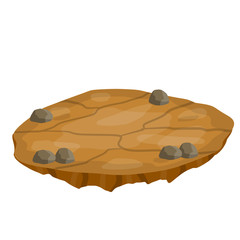 Dry land steppes and deserts. element of game and background. Dirt and dust. Cartoon illustration. Platform to the ground. Brown floor