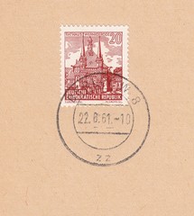 Wernigerode town hall, historical buildings and landscapes, postmark Berlin, stamp Germany 1961