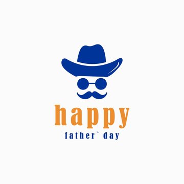 happy father`s day logo design vector illustration