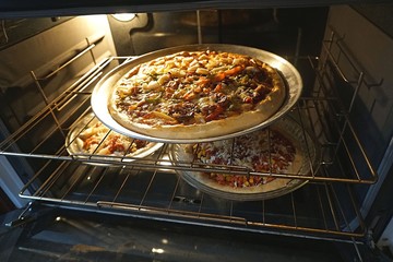 Pizzas baked on the stove