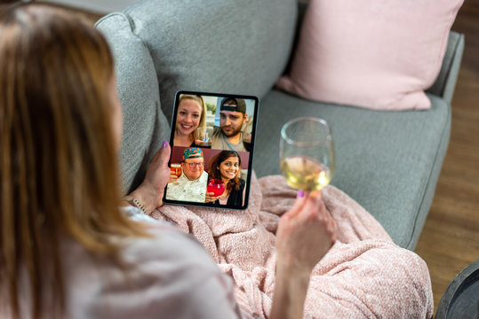 Virtual happy hour over video chat