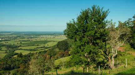 Green valley with hills and meadow