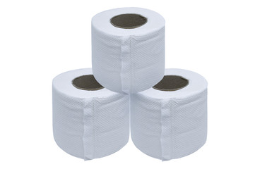 toilet paper roll close-up isolated on white background