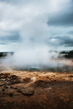 Geyser thermal spring, Haukadalur geothermal area, Golden Circle, Southern Iceland, Iceland, Scandinavia, Europe