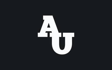 AU or UA and A, U Uppercase Letter Initial Logo Design, Vector Template