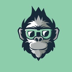 Monkey mascot logo design with modern illustration concept style for badge, emblem and t shirt printing. Monkey illustration for sport and e-sport team.