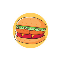 Flat Illustration Vector Graphic of Abstract Hamburger Fast Food. Perfect for Greeting Card, Invitation Card, Poster, Banner, Icon, Menu, etc.