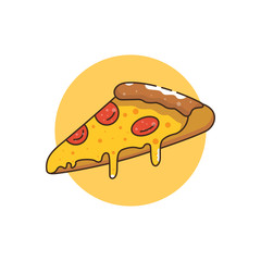 Flat Illustration Vector Graphic of Piece Pizza Fast Food. Perfect for Greeting Card, Invitation Card, Poster, Banner, Icon, Menu, etc.