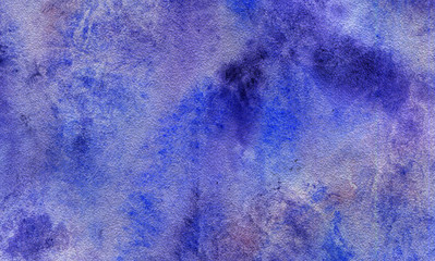 Abstract light color watercolor background. Hand drawn blue, purple gradient painting