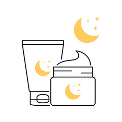 Night mask skin care vector icons