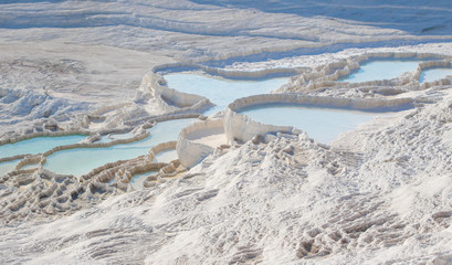 Pamukkale, Turkey - one of the most famous attractions of Turkey, and a Unesco World Heritage site, Pamukkale is visited by millions each year. Here in particular the white travertine terraces