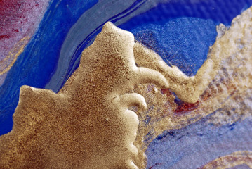 acrylic texture canvas paint color gold rust glitter green bright artwork drawing carnival
