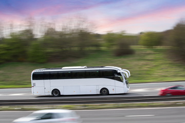 Obraz na płótnie Canvas Bus motion Traffic Transport on motorway