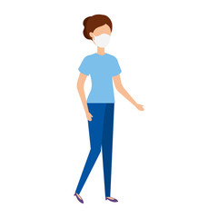 Fototapeta premium young woman using face mask isolated icon vector illustration design
