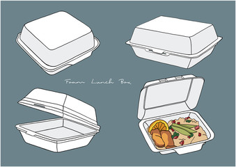 Vector Illustration of Food Foam Box