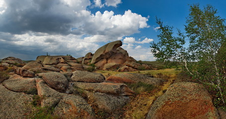 Eastern kazakhstan. Bayanaul natural mountain Park, located in the middle of the endless steppes.